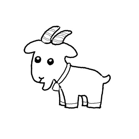 Billy Goat Drawing, Draw Goat Easy, Goat Line Drawing, Simple Goat Tattoo, How To Draw A Goat, Goat Cartoon Drawing, Goat Drawing Sketch, Goat Drawing Easy, Goat Outline