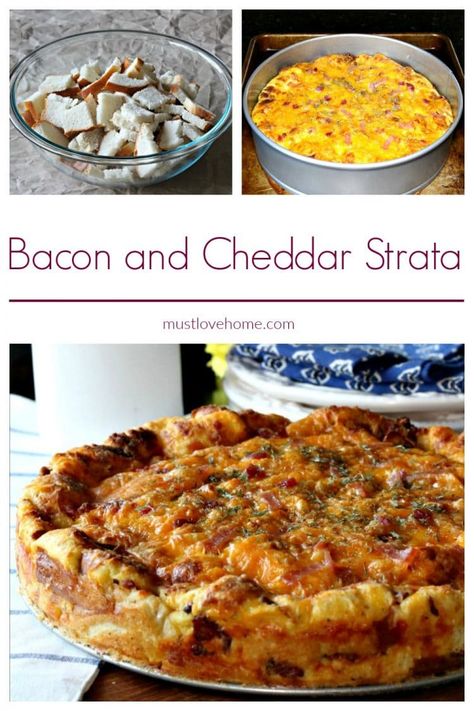 Bacon Cheese Bread, Savory Bread Pudding, Savory Bread Puddings, Savory Bread, Feed A Crowd, Bacon Cheddar, Pudding Cake, Cheese Bread, Bread Cake