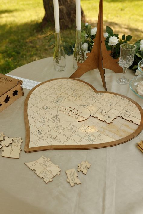 Puzzle Wooden Heart Newlyweds Gift for Couples Gift to Teacher From Student Teacher - Etsy UK Wooden Heart Guest Book, Wood Guest Book Sign, Puzzle Guest Book, Heart Guest Book, Wooden Wedding Guest Book, Wooden Guest Book, Wood Guest Book, Personalized Wedding Guest Book, Heart Puzzle