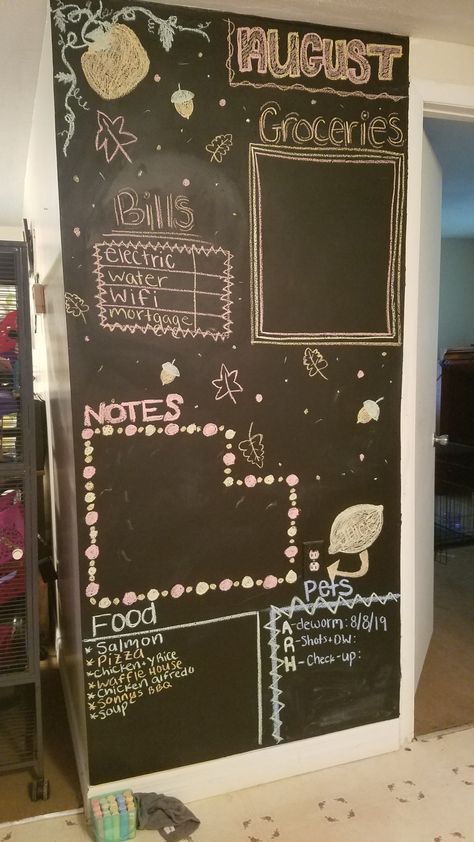 Chalk Bedroom Wall, Kitchen Chalk Wall, Chalk Wall Ideas Kitchen, Chalkboard Kitchen Ideas, Wall Chalkboard Ideas, Kitchen Chalkboard Ideas, Chalkboard Door, Salmon Pizza, Kitchen Chalkboard