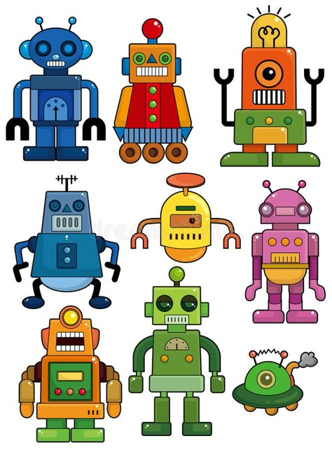 Cartoon robot icon set. Drawing , #AD, #robot, #Cartoon, #icon, #Drawing, #set #ad Cake Printable, Robot Images, Robot Icon, Transfer Art, Vector Robot, Robot Cartoon, Robot Party, Vintage Robots, Robot Illustration