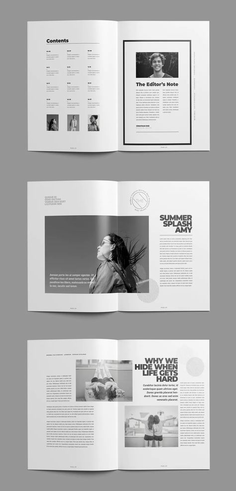 Minimal Magazine Design Template. 28 Custom Pages. A4 & US Letter Minimal Publication Design, Context Page Design, Minimal Booklet Design, About Us Page Design Layout, A4 Booklet Design, Minimal Editorial Layout, Book Publication Design, Minimal Magazine Design, Minimal Book Design