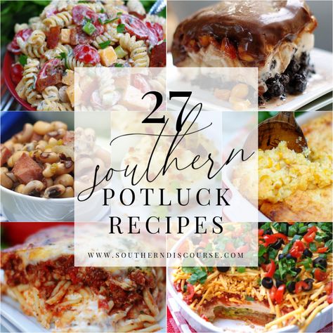 27 Southern Classic Potluck Recipes - southern discourse Salty Potluck Food, Make Ahead Pot Luck Dishes, What To Take To A Picnic, Easy Southern Meals, Make Ahead Potluck Dishes, What To Take To A Potluck, Southern Potluck Dishes, Southern Summer Recipes, Make Ahead Potluck Recipes