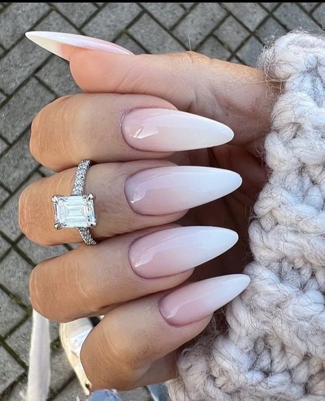 French Ombre Nails Almond, Almond Acrylic Nails, Nails Wedding, Makeup Clothes, Ombre Nails, Nude Nails, Wedding Nails, Almond Nails, Nail Ideas