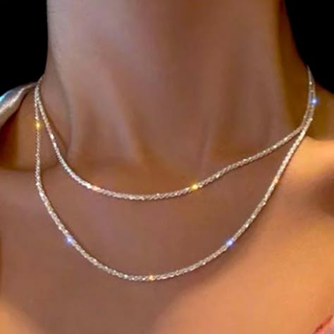 Genuine Italian S925 Sterling Silver 925 Silver Necklace Choker Sexy Jewelry Chic Female Feminie Elegant Timeless Classic Womans Woman Women Womens Female Females Sparkling Sparkle Elegant Clavicle Chain High End Jewelry Fancy Classy Fashion Fine Jewelry Necklace Great Gift Idea Gifts This Listing Is Priced For One Necklace Approximately 18” Brand New Necklaces Elegant Classy, Aesthetic Prom Jewelry, Jewelry Necklaces Silver, Necklace Fancy, Necklace Formal, Silver Homecoming Jewelry, Sparkling Jewelry, Female Necklace, Bridal Layered Necklace