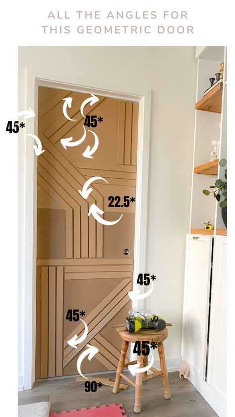 Doors Diy Makeover, Diy Door Design Ideas, Diy Modern Door Makeover, Door Remodel Diy, Door Design Diy, Door Diy Makeover, Door Art Ideas, Accent Doors Interior, Interior Doors Diy