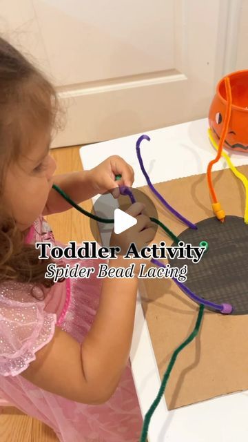 Brittany l Toddler Learning Activities 😊 on Instagram: "Toddler Fine Motor Skills! Colorful spider bead lacing activity 🕷️✨

Make this easy cardboard spider cut out using pipe cleaners and jumbo pony beads. Everything I used is link on my Amazon storefront and LTK! 

This activity is perfect for 
🖤color matching
🕷️coordination
🖤fine motor skills! 

Save and share with other toddler parents! 

#toddler #toddlermom #toddlersofinstagram #toddlers #toddlerlife #toddleractivities #learning #education #preschool #toddlermomlife #sahm #finemotorskills #spider #fyp #viral #viralreels #reels #color #homeschool" Gross Motor Activities For Toddlers, Fine Motor Activities For Toddlers, Spider Activities, Coordination Activities, Preschool Fine Motor Activities, Preschool Fine Motor, Gross Motor Activities, Toddler Mom, Halloween Preschool