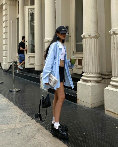 All Posts • Instagram Blue Stripes Outfit, Oversized Button Down Shirt Outfit, Loafer Outfits Women, Button Shirt Outfit, Loafers Women Outfit, Button Down Shirt Outfit, Blue Striped Shirt Outfit, Casual Work Style, Button Down Outfit