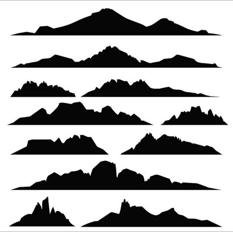 Mountain Stencil Wall, Hill Silhouette, Felt Patchwork, Medieval Symbols, Mountain Outline, Nature Bedroom, Landscape Silhouette, Piskel Art, Foggy Mountains