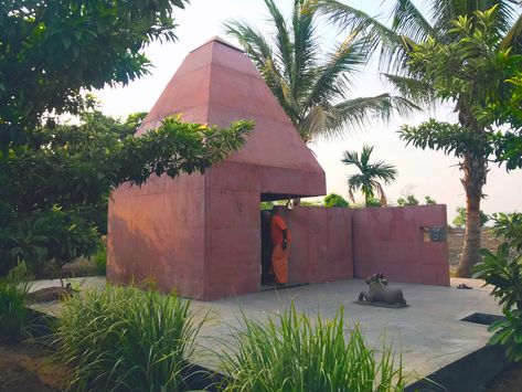 Modern Temple Design, Meditation Architecture, Concrete Rendering, Mandir Architecture, Modern Temple, Spiritual Architecture, Timber Interior, Tiny Chapel, Architect Sketchbook