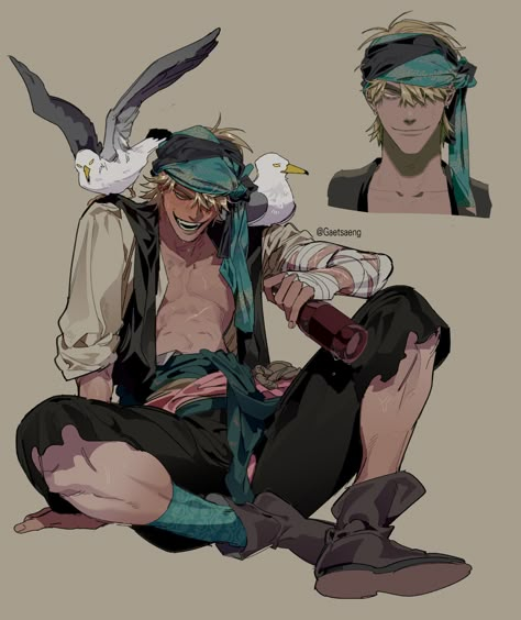 Rough Character Design, Fisherman Concept Art, Pose Reference Warrior, Ocean Oc Art, Non Human Character Design, Fisherman Character Design, Fishman Oc, Character Art Inspiration, Beard Character