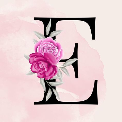 The Letter T Designs, Letter T With Flowers, T Letter Wallpaper, T Wallpaper Letter, Letter T Font, E Letter Design, Romantic Typography, Watercolor Floral Background, Lettering Fonts Design