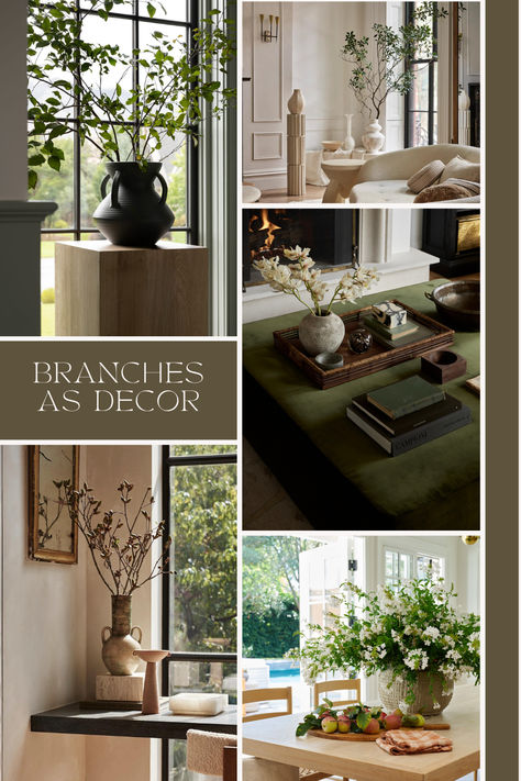 How to Decorate How to Decorate with Tree Branches Decorating With Sticks Branches, Decorating With Tree Branches, Lisbon Flat, Wood Branch Decor, Dried Tree Branches, Decorating With Sticks, Vase With Branches, Tree Stem, Tree Branch Decor