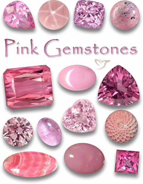 Pink Gemstones - List of Pink Stones with Images and Charts Pink Gem Stones, Malaya Garnet, Pink Zircon, Pink Rhodonite, Pink Moonstone, Gemstone List, Pink Kunzite, Coral Rose, Pink Stones