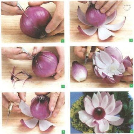 Onion Flower, Deco Fruit, Veggie Art, Vegetable Decoration, Decorações Com Comidas, Fruit And Vegetable Carving, Edible Crafts, Creative Food Art, Vegetable Carving