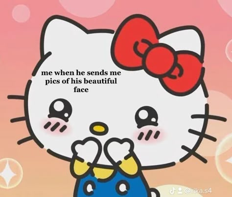 Hello kitty, I love my bf Hello Kitty Thinking About Him, Cute Images For Boyfriend, Cute Pics For Him, Boyfriend Memes Cute, Posts For Boyfriend, Cute Memes For Him Boyfriends, Me And Him Pictures Cartoon, Photos To Send To Your Boyfriend, Him Hello Kitty