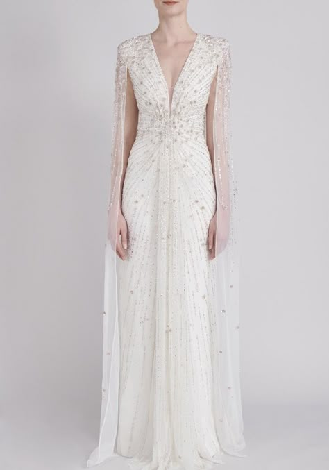 Jenny Packham Sweet Wonder Beaded Wedding Dress HK | Designer Bridal Room Jenny Packham Wedding Dresses, Jenny Packham Bridal, Burgundy Gown, Jenny Packham Dresses, Column Wedding Dress, Cape Wedding Dress, V Neck Wedding Dress, Wedding Dresses Beaded, Bohemian Wedding Dress