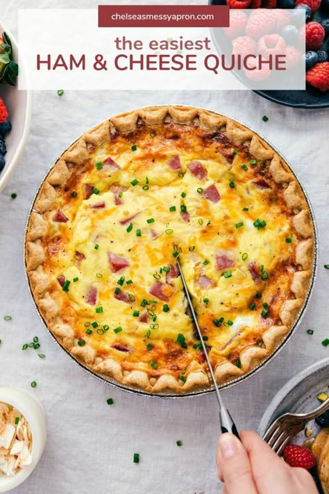 Ham And Cheese Quiche Easy, Quish Recipes, Ham And Swiss Quiche, Simple Quiche, Swiss Quiche, Quiche Easy, Breakfast Quiche Recipes Easy, Luncheon Recipes, Ham Quiche