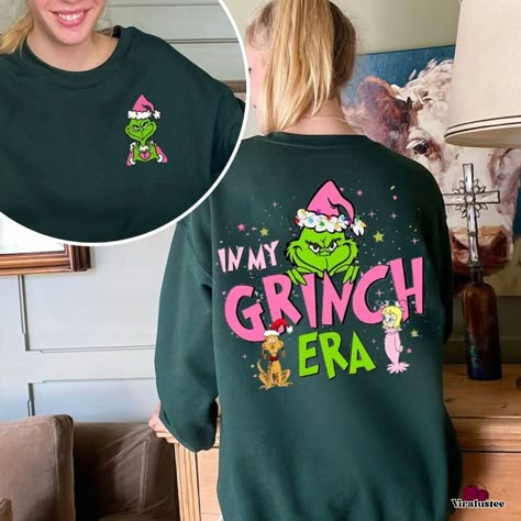 Merry Grinchmas In My Grich Era Double Sided Sweatshirt Check more at https://viralustee.com/product/merry-grinchmas-in-my-grich-era-double-sided-sweatshirt/ Grinch T Shirt, Quilt Size Chart, Merry Grinchmas, Plus Size T Shirt, Quilt Sizes, Womens T Shirt, Pink Light, Aesthetic Outfits, Sew-in Labels