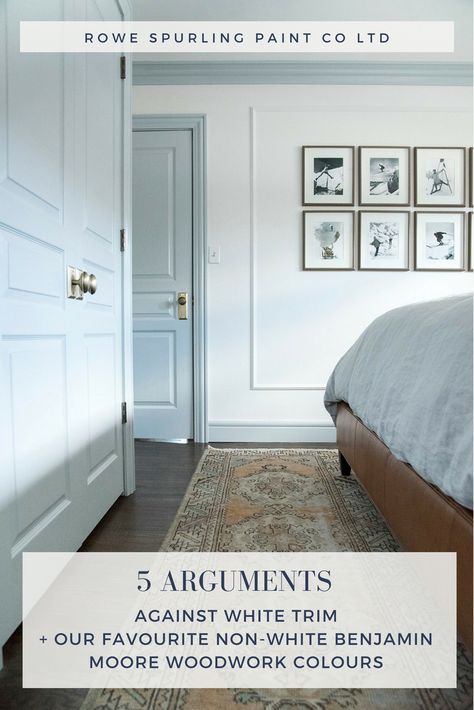 See our top Benjamin Moore colour picks for non-white trim and woodwork! Painting Trim White, Interior Design Per La Casa, Painting Trim, Bedroom Refresh, Design Del Prodotto, Style At Home, White Bedroom, White Wall, My New Room