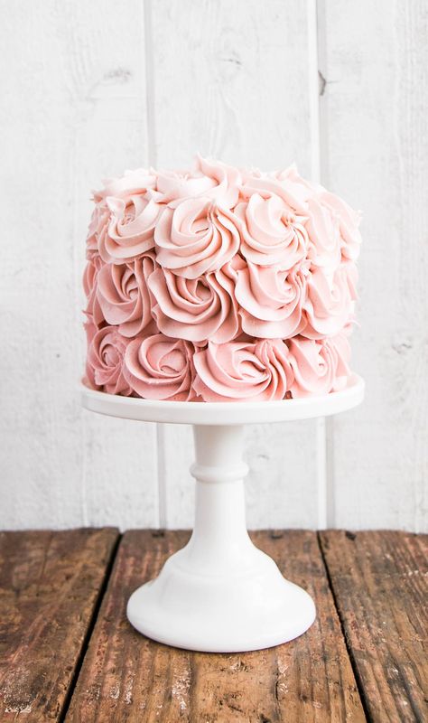 Tips on how to make an Ombré Rosette Cake (easily!). #cake #cakedecorating Ombre Rosette Cake, Blueberry Cake Recipes, Coconut Cake Recipe, Pumpkin Cake Recipes, Rosette Cake, Pink Birthday Cakes, Pink Icing, Ombre Cake, Cake Bakery