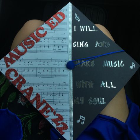 Marching Band Graduation Cap, Graduation Cap Band Ideas, Thank You For The Music Grad Cap, Music Graduation Cap Ideas, Music Major Graduation Cap, Music Education Graduation Cap, Music Grad Cap, Graduation Cap Designs Music, Music Graduation Cap