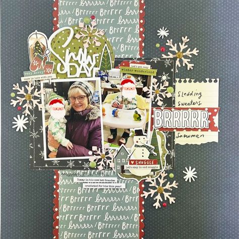 Heather Cerulo on Instagram: "Hello & Happy Saturday! I'm sharing a layout I made following this week's sketch on the A Cherry On Top blog, designed by Becky Fleck. I pulled out a Christmas/Winter collection from Simple Stories from a few years ago, called "Winter Cottage". I love the colors, fonts and designs, and knew I had to create with it! Some bundled up photos from last Christmas were a perfect match to this collection, especially with the fun Colorcast Designs title and snowflakes! I hope you are inspired! #scrapbook #scrabookideas #scrapbookpaper #scrapbooklayout #scrapbooker #scrapbookersofinstagram #scrapbooking #scrapbookingpaper #scrapbookingideas #scrapbookinglayout #scrapbooksketch #memorykeeping #simplestories #simplestories_ #acrylictitle #colorcastdesigns #acherryont Winter Scrapbook Ideas, Winter Scrapbook Layouts, Winter Cottage, Christmas Layouts, Last Christmas, Photo Layouts, Christmas Scrapbook, Simple Stories, Scrapbook Sketches