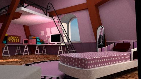 ArtStation - Miraculous Ladybug - Marinette's Room, James Owen Miraculous Ladybug Visuals, Miraculous Ladybug Shifting, Marinette Room, Ladybug Bedroom, Ladybug Room, Bed Blocks, Miraculous Marinette, Beauty Bedroom, Cardboard Cat House