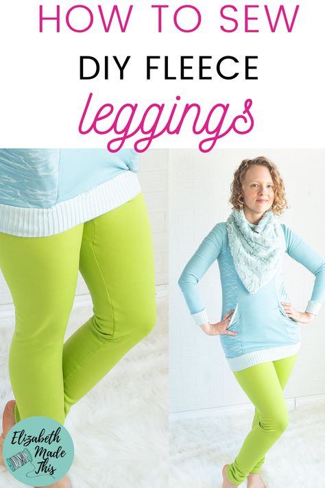 DIY Fleece leggings + you =happy winter. Here's how to make a fleece leggings pattern, the best fleece for leggings, some good leggings patterns, and how to adapt a commercial pattern for fleece leggings. #sewing #sewactivewear Diy Leggings Pattern, Sewing With Fleece, Roxy Clothing, Sewing Activewear, Legging Pattern, Diy Leggings, Fleece Sewing, Fleece Sewing Projects, Fleece Projects