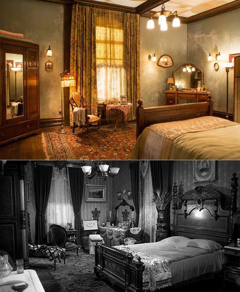 Motel Cinematic, Old Victorian Bedroom, Old Hotel Room, Bates Motel House, Bates Hotel, Acotar Wallpaper, Hotel Details, 1960s House, House On The Hill