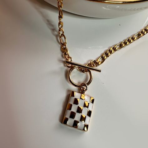 Rachel Checkered Pendant Necklace 🏁✨🤍 #begildjewelry #goldfilledjewelry #handmadejewelry #necklace #pendants Necklace Pendants, July 4, Gold Filled Jewelry, Handmade Jewelry, Pendant Necklace, Pendant, On Instagram, Instagram, Handmade Jewellery