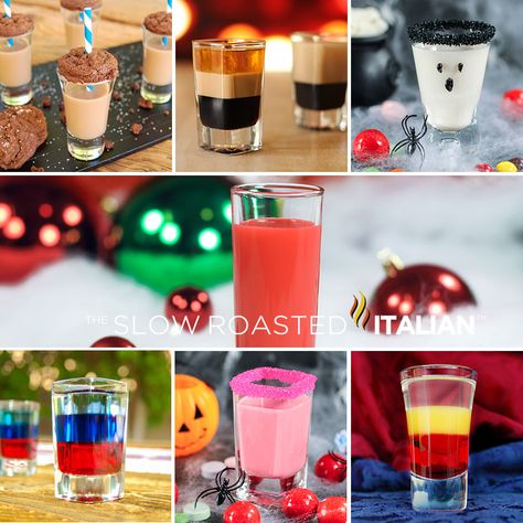 New Year's Party Shooters Christmas Punch Alcohol, Party Shooters, Shooter Recipes, Chocolate Caramel Cookies, Slow Roasted Italian, Layered Drinks, New Years Eve Dinner, The Slow Roasted Italian, New Year's Party