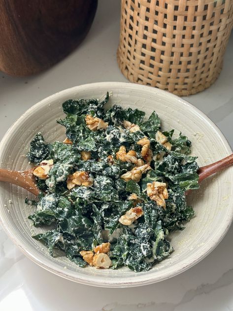 Candied Cashew Kale Caesar — All Types Of Bowls Candied Cashews, Types Of Bowls, Caesar Recipe, Spicy Cashews, Kale Caesar, Chicken Spring Rolls, Kale Caesar Salad, Pasta Sides, Peanut Chicken