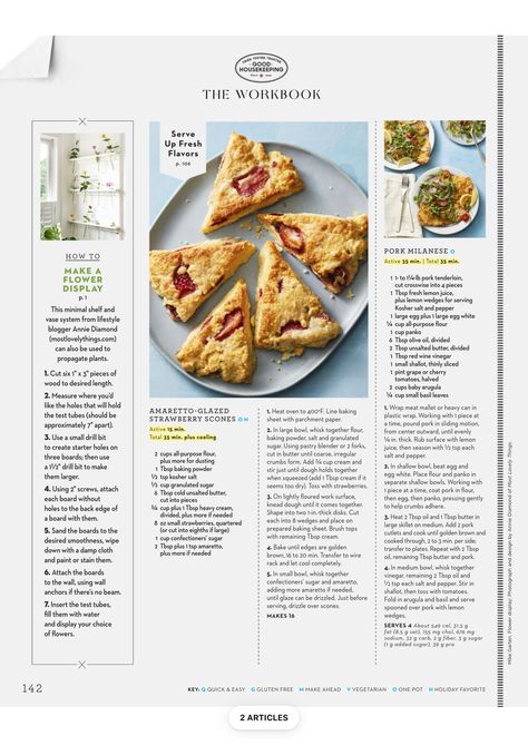 Amaretto glazed strawberry scones Pork Milanese, Strawberry Scones, Breakfast Recipies, Minimal Shelf, Lemon Wedge, Red Wine Vinegar, Propagating Plants, Fresh Lemon Juice, Unsalted Butter