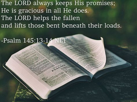 The Lord always keeps His promises. - Psalm 145:13-14 Praying The Psalms, Genesis 25, Open Bible, Poster Football, Prayer Closet, Shel Silverstein, John Piper, Bible Pictures, Ayat Alkitab