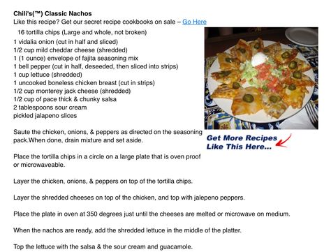 Chili’s Classic Nachos Copycat Chilis Classic Nachos, Chili's Nachos Copycat, Classic Nachos, Loaded Nachos Recipe, Chili Nachos, Fajita Seasoning Mix, Loaded Nachos, Fajita Seasoning, Vidalia Onions