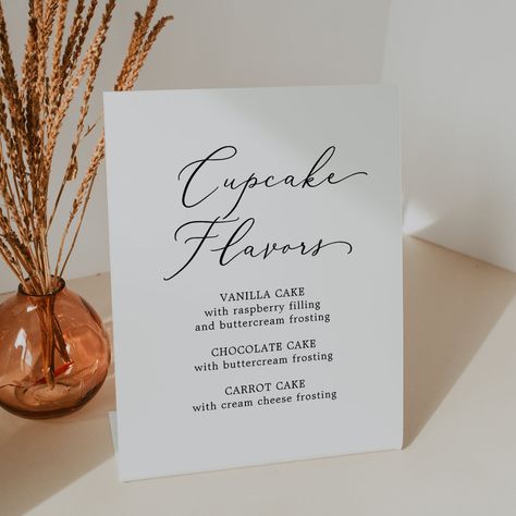 Cupcake Table Wedding, Wedding Cupcake Flavors, Bar Table Decor, Wedding Sign Black, Wedding Honeymoon Fund, Table Wedding Sign, Summer Calligraphy, Cupcake Bar, Wedding Reception Signage