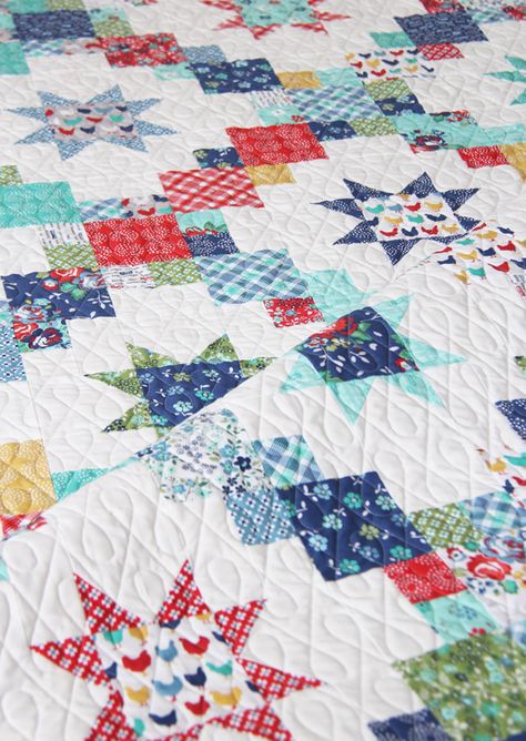 Brightly | Cluck Cluck Sew Brightly Quilt, Whimsical Quilts, One Layer Cakes, Layer Cake Quilt Patterns, Cluck Cluck Sew, Table Topper Patterns, Design Loop, Patchwork Inspiration, Layer Cake Quilts