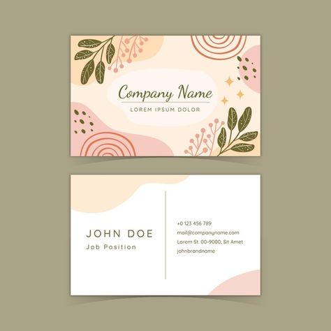 Plantilla de tarjeta de visita horizonta... | Free Vector #Freepik #freevector #tarjeta-visita #negocios #plantilla #dibujados-mano Graphic Design Business Card, Eid Cards, Event Logo, Event Company, Nail Studio, Visiting Cards, Diy Creative, Flower Cards, Business Card Design