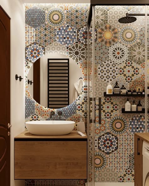 Paper Decoration Ideas, Luxury Bathroom Ideas, Bathroom Ideas Decor, Bathroom Design Styles, Washbasin Design, Paper Decoration, First Apartment Decorating, Washroom Design, Bathroom Tile Designs