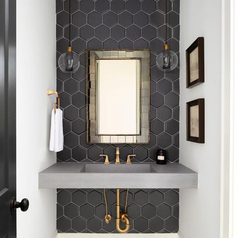 Hexagon Wall Tiles, Hexagon Tile Bathroom, Bathroom Exhaust, Downstairs Toilet, Bad Inspiration, Bathroom Trends, Simple Bathroom, Exhaust Fan, Style At Home