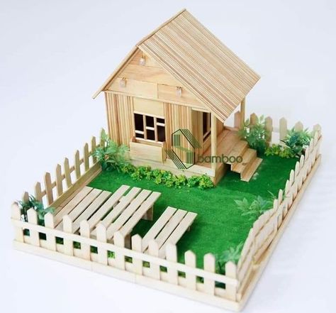 Popsicle Stick House, Popsicle House, Diy Craft Hacks, Popsicle Stick Crafts House, Popsicle Stick Houses, Craft Hacks, Fairy House Crafts, Diy Popsicle, Popsicle Crafts