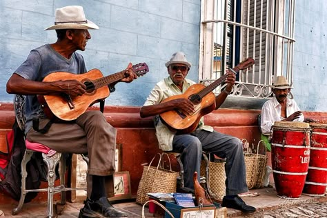 Made in Cuba  Want to know more about this photo? Click here and learn my tips  RiccardoMantero.com  High resolution print of this photo available  rmantero.com Everything in Cuba is Music; Music is everywhere, at every corner, in every street, and it is beautiful music. Honestly I hope it will never change. Here I was in Trinidad, in Sancti Spirtus region, but these musicians could have been anywhere on the Island.   Follow my Boards and my IG @riccardo_mantero for more! Street Musicians, Parenting Photography, White Sands National Monument, Street Performance, Cuba Travel, Photo Grouping, Beautiful Music, Epic Journey, Music Music