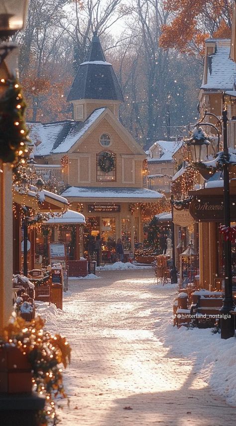 Christmas Aesthetic Cozy Snow, Christmas Downtown Aesthetic, Christmas Village Photography, Swiss Christmas Aesthetic, Christmas And Winter Aesthetic, Christmas Town Square, 2010 Christmas Aesthetic, Christmas Small Town Aesthetic, Christmas Neutral Aesthetic