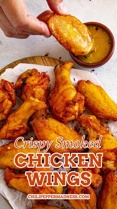 Trying homemade Crispy Smoked Chicken Wings Smoker Chicken Wings, Crispy Smoked Chicken Wings, Smoked Chicken Wings Recipe, Hot Wing Recipe, Smoked Wings, Grilled Chicken Marinade, Smoked Chicken Wings, Crispy Wings, Spicy Chicken Recipes