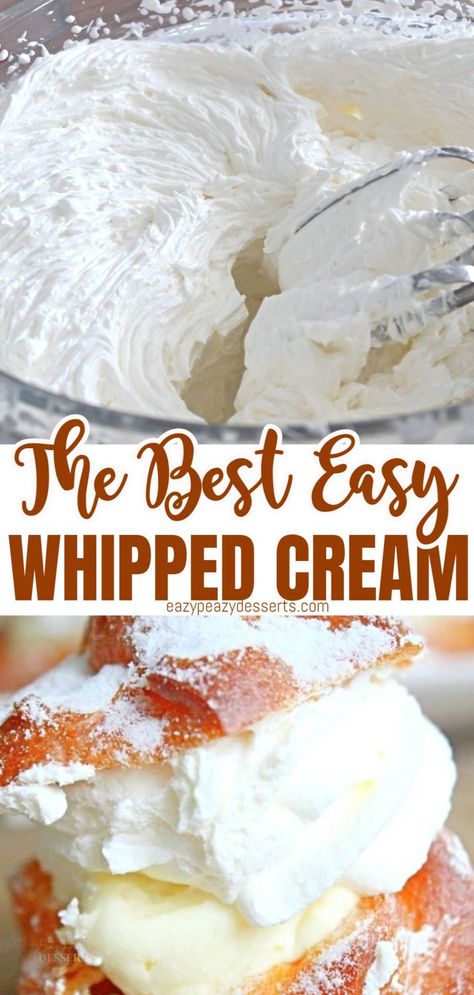 The Best Whipped Cream, Home Made Wiped Cream Recipe, Wip Cream Recipes, French Whipped Cream, How To Make Whip Cream With Heavy, Homade Whip Cream, Homemade Whipped Cream With Heavy Cream, Real Whipped Cream Recipe, What To Make With Whipping Cream