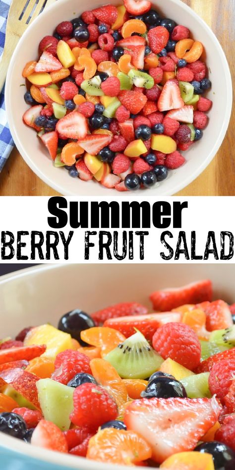 Summer Fruit Salad Recipe, Easy Lemonade, Easy Fruit Salad, Summer Fruit Salad, Berry Fruit Salad, Easy Fruit Salad Recipes, Recipe For Summer, Fruit Salad Recipe, Summer Sides