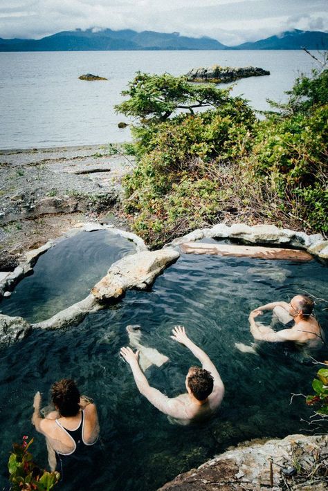 Hot spring pools at Hot Spring Island on Haida Gwaii in British Columbia, Canada. A complete guide to the best hot springs in Canada. Includes hot springs in British Columbia, Alberta and Yukon Territory. Get directions to hot springs resorts and natural hot springs in Western Canada. British Columbia hot springs. Hot springs near Vancouver. Banff hot springs. Revelstoke hot springs. Jasper hot springs. Alberta hot springs. Canadian rockies hot springs. National Park hot springs. Banff Hot Springs, Backpacking Canada, Haida Gwaii, Canada Road Trip, Visit Canada, Best Hikes, Beautiful Places To Travel, Canada Travel, Travel Inspo