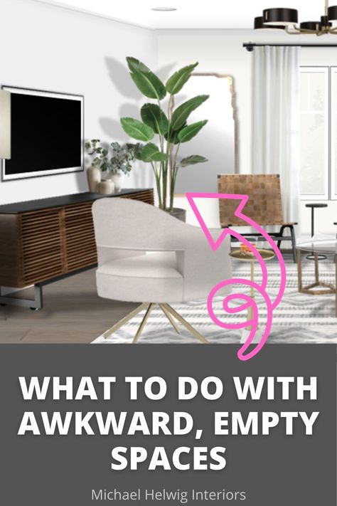 Odd Wall Space Decor, Unused Space Ideas Living Rooms, How To Add Height To A Room, How To Fill Awkward Spaces Living Room, Wasted Corner Space Ideas, Short Wall Ideas, Odd Corner In Living Room Ideas, Empty Space Behind Couch, Space Fillers Living Room