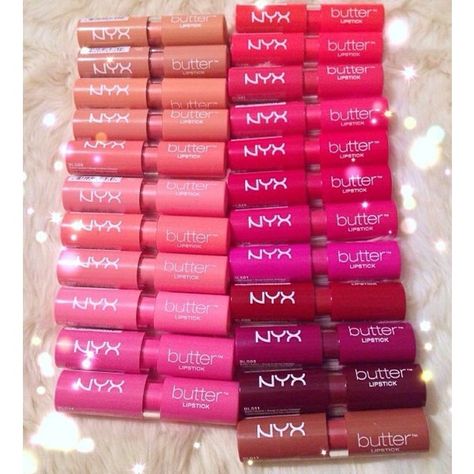 NYX Butter Lipsticks, such a buttery soft and smooth application. | See more about Nyx Butter Lipstick, Nyx and Lipsticks. Nyx Cosmetics Lipstick, Nyx Butter Lipstick, Nyx Butter, Nyx Lipstick, Nyx Makeup, Lip Glosses, Makeup Goals, Nyx Cosmetics, Lipstick Colors